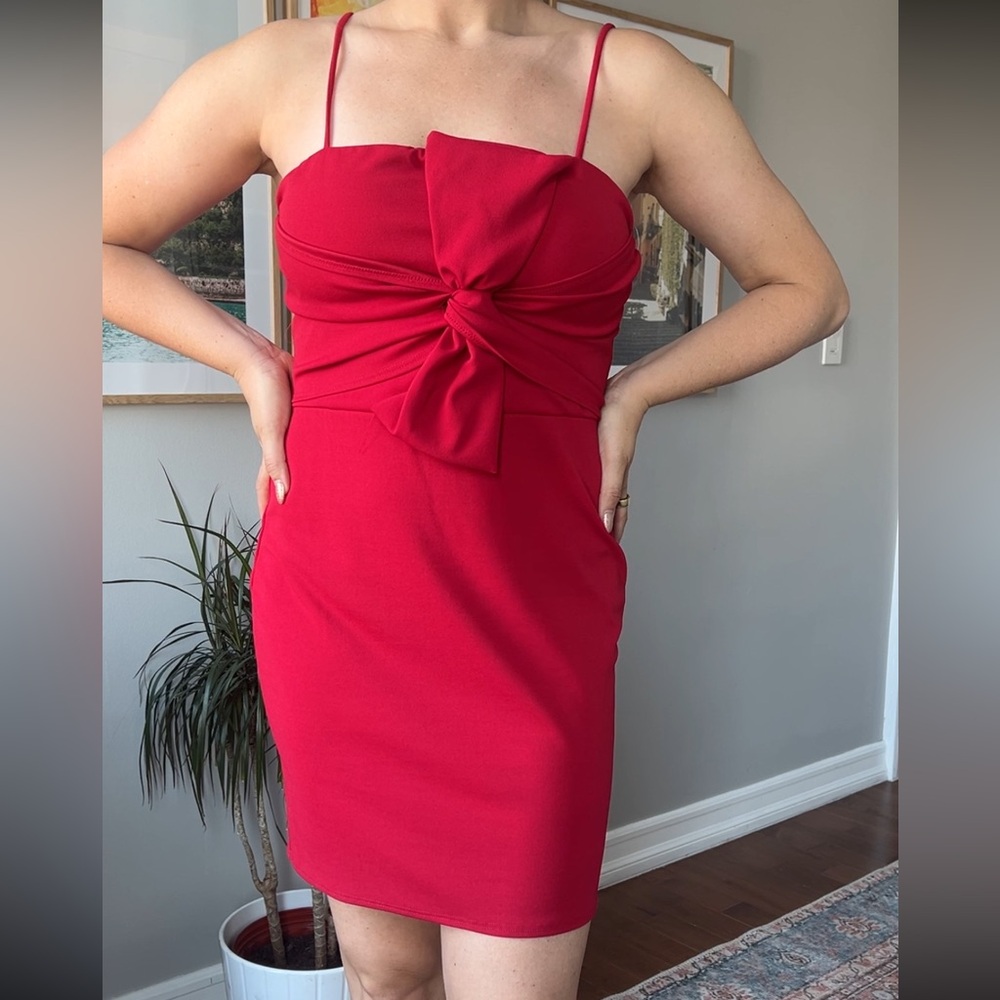 Red Mini Dress with Bow Detail